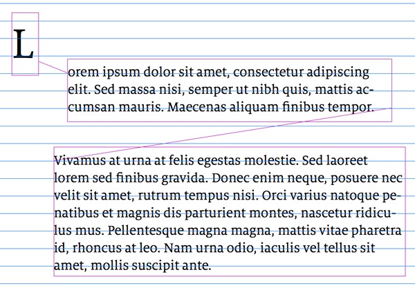 Structuring boxes for text initials